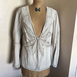 Crochet Leather Jacket patchwork XL IDI
